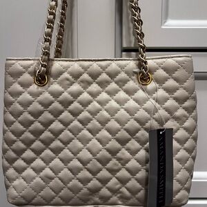 Amanda Smith Quilted Beige Shoulder Bag